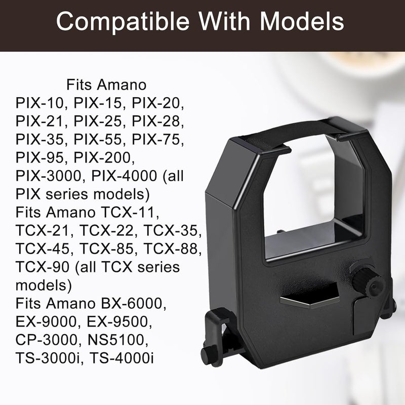 (3 Pack) Amano PIX and TCX Time Clock Replacement Ribbon, Black Ink, CE-315151 Compatible, fits All PIX and TCX Models